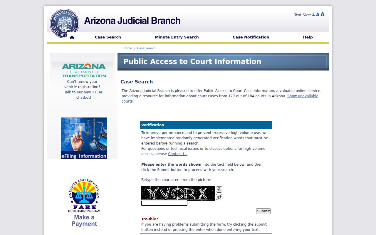 Prescott Valley resident lookup through Arizona court case search